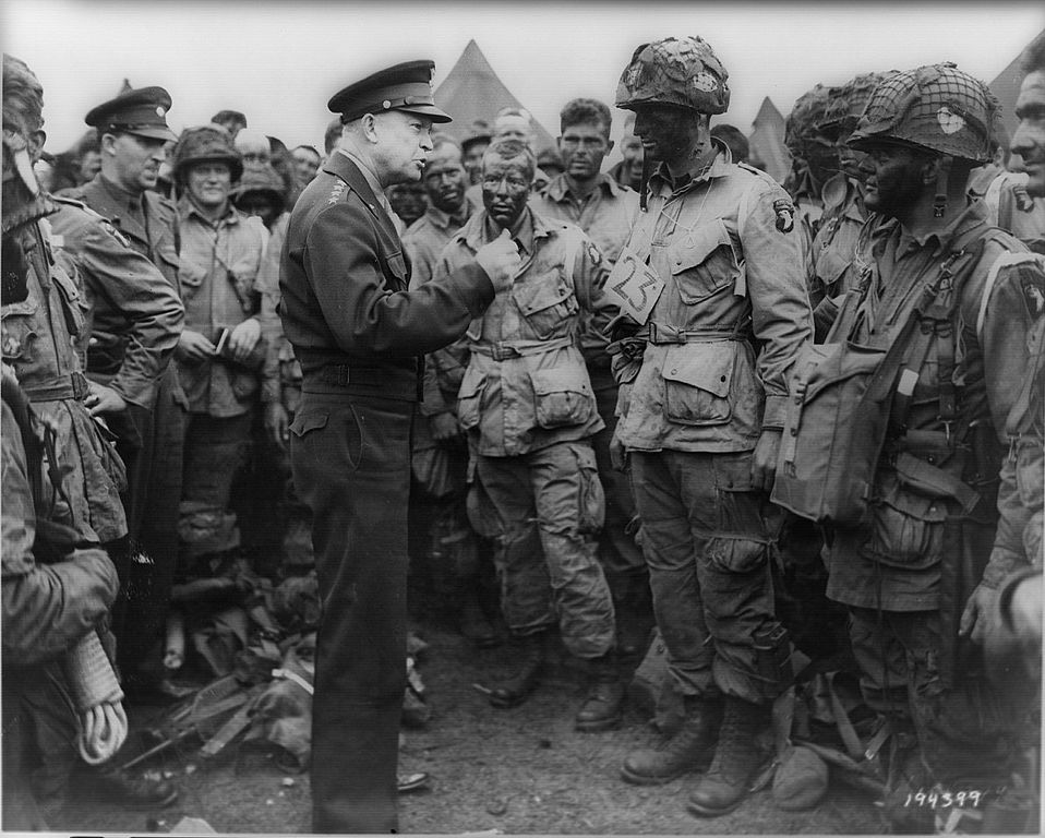 President Eisenhower with troops before D-Day (courtesy of Wikipedia Commons)